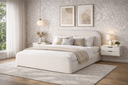 Ver imagem 2 de Cama Estofada Valentina 1.40m Casal Estrutura Reforçada Estilo Contemporâneo em Linho Off White