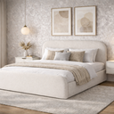 Ver imagem 1 de Cama Estofada Valentina 1.40m Casal Estrutura Reforçada Estilo Contemporâneo em Linho Off White