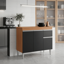 Ver imagem 1 de Armário Balcão Gabinete Jade P/ Cozinha Compacta Modulada Área Gourmet Dispensa 1m 3 Portas 1 Gaveta