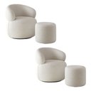 Ver imagem 1 de Kit 2 Poltronas Orgânica Eloah 2 Puff Ello Alto Padrão Bouclé Italiano Decoração - Off-white
