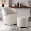 Ver imagem 3 de Kit 2 Poltronas Orgânica Eloah 2 Puff Ello Alto Padrão Bouclé Italiano Decoração - Off-white