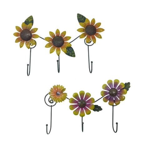 Gancho de Ferro Triplo Flores para Chapeu Bolsa Bone Enfeite Pendura Sortido Kit com 2