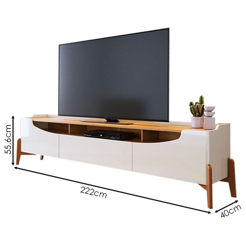 Rack Bancada Ambiente Studio com Painel para Tv Loft 2.2 Off White Nature - Imcal - 2