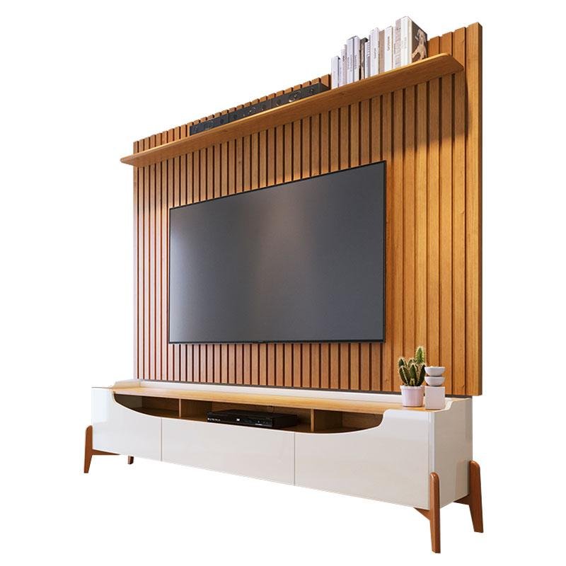 Rack Bancada Ambiente Studio com Painel para Tv Loft 2.2 Off White Nature - Imcal - 7