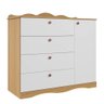 Cômoda Infantil Permóbili Encanto com 4 Gavetas e 1 Porta - Nature/Branco - 1