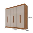 Ver imagem 4 de Guarda-Roupa Casal Malta 6 Portas 2 Gavetas Cinamomo/Off White - Pnr Móveis