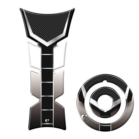Kit Adesivo Resinado Protetor Tanque e Bocal Moto Yamaha Diapasão Prata Cobra Motoparts Kit Protetor