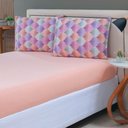 Ver imagem 4 de Jogo de Lençol Luar Casal 3 Peças Malha 100% Algodão Estampado Salmão Geométrico