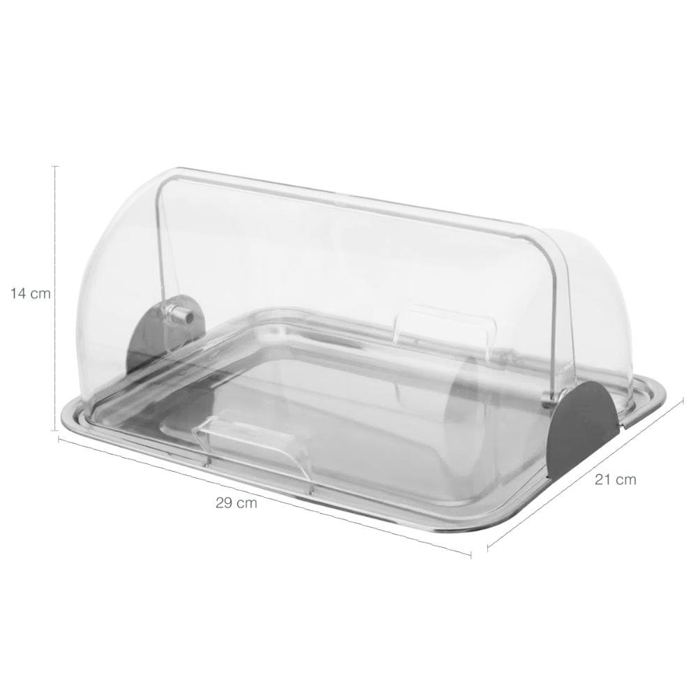 Kit Porta Pão Porta Frios e Porta Bolo Aço Inox Tampas Transparentes Vision Forma - 5