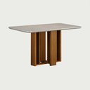Ver imagem 1 de Conjunto Sala de Jantar Jade Gold 1,20m Tampo Off 4 Cadeiras Jade Cinamomo/Joli Palha