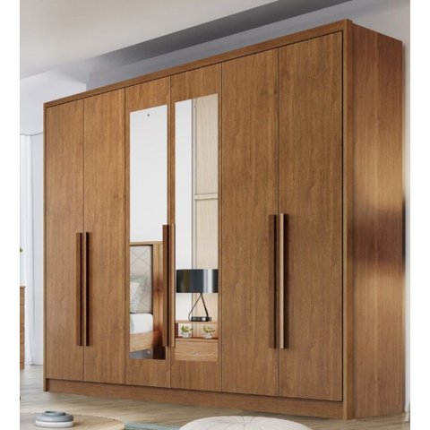 Guarda Roupa Casal Vertice New 6 Portas 6 Gavetas com Espelho Nh Rei de Casa Cumaru