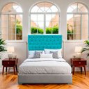 Ver imagem 2 de Cabeceira Estofada com Capitonê para Cama de Casal 160 Mirage Suede