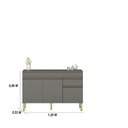 Ver imagem 2 de Kit Balcão de Pia com Tampo e Aereo 120 Cm 6 Portas 1 Gaveta Madrid - Gris/gris/cp-freijó