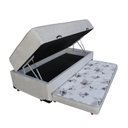 Ver imagem 1 de Cama Box Baú Solteiro Conjugada de Mola com Cama Auxiliar Bicama 3 em 1 Suede Bege