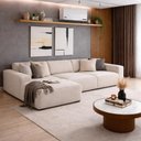 Ver imagem 1 de Sofá Luma 3 Lugares 2,75m com Chaise Compactair - Balaqui Cor:bege