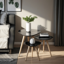 Ver imagem 2 de Kit Trio Jogo de Mesinhas Lateral Sala Pé Palito Retro Tampo Orgânico