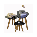 Ver imagem 3 de Kit Trio Jogo de Mesinhas Lateral Sala Pé Palito Retro Tampo Orgânico