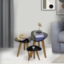 Ver imagem 4 de Kit Trio Jogo de Mesinhas Lateral Sala Pé Palito Retro Tampo Orgânico