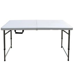 Mesa de Camping Dobrável Branca 4 Lugares Portátil Maleta - 3