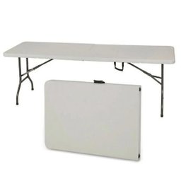 Mesa de Camping Dobrável Branca 4 Lugares Portátil Maleta - 1