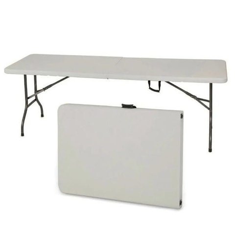 Mesa de Camping Dobrável Branca 4 Lugares Portátil Maleta