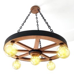 Luminária Roda de Carroça 5 Bocal 65 Cm Diâmetro 110/220 V - 1