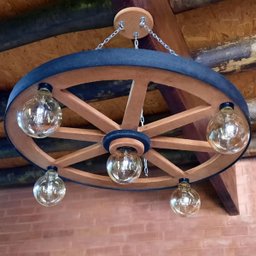 Luminária Roda de Carroça 5 Bocal 65 Cm Diâmetro 110/220 V - 2
