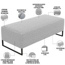 Ver imagem 3 de Puff Decorativo Sala de Estar Bali W01 Base Ferro 120x50 cm Bouclê Cinza - Lyam Decor