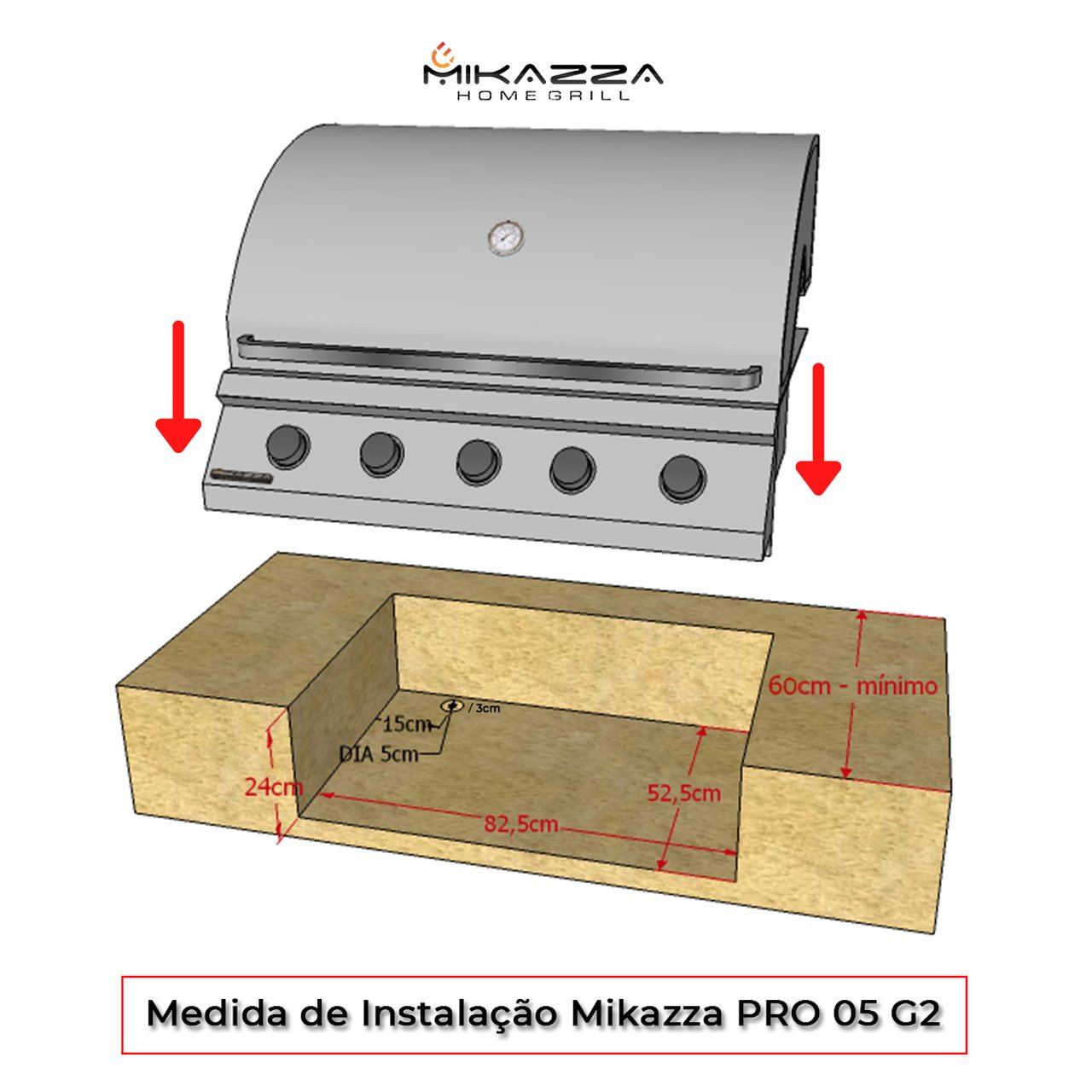 Churrasqueira à Gás Embutir Mikazza G2 Pro 5(Gás GLP ou Botijão) - 8