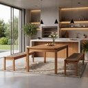 Ver imagem 2 de Mesa de Jantar 6 Lugares com 02 Bancos de Madeira 180cm Trammare C07 Corda Náutica Rami - Lyam