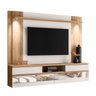 Painel Home Suspenso Tv 75 " Turin Espelho e Luminária Led:carvalho Teca/off White Ártico - 2