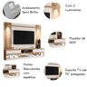 Painel Home Suspenso Tv 75 " Turin Espelho e Luminária Led:carvalho Teca/off White Ártico - 4