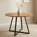 Ver imagem 1 de Mesa de Jantar Redonda Lais 90cm Nature com Pés em Ferro Preto