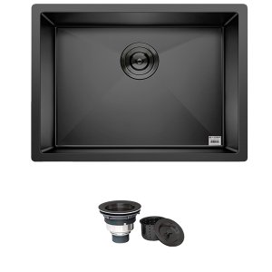 Cuba Preta Quadrada Inox Cozinha Pia Embutir Sobrepor Gourmet 5040 Premium com Válvula