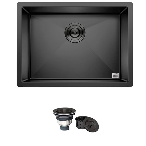 Cuba Preta Quadrada Inox Cozinha Pia Embutir Sobrepor Gourmet 5040 Premium com Válvula