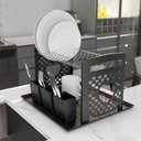 Ver imagem 3 de Escorredor de Louça com Laterais em Coração e Bandeja em Plástico - Stolf Preto