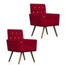 Ver imagem 1 de Kit 2 Poltronas Decorativa Nina Capitonê Suede Vermelho com Strass - Dominic Decor
