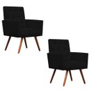 Ver imagem 1 de Kit 2 Poltronas Decorativa Nina Capitonê Suede Preto - Dominic Decor