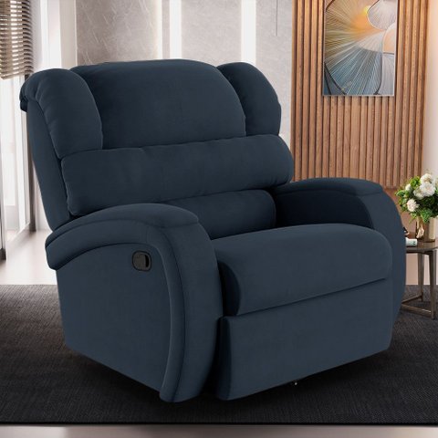 Poltrona do Papai Sala de Cinema Reclinável Kylie Glider Manual Giratória Massagem Usb Veludo Azul G