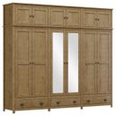 Ver imagem 1 de Guarda Roupa 12p 3g Espelho Madeira Maciça 261 Cm 9134 Freijo Milani Store