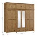 Ver imagem 4 de Guarda Roupa 12p 3g Espelho Madeira Maciça 261 Cm 9134 Freijo Milani Store