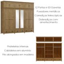 Ver imagem 3 de Guarda Roupa 12p 3g Espelho Madeira Maciça 261 Cm 9134 Freijo Milani Store