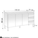 Ver imagem 5 de Balcão de Cozinha para Pia 160cm 3 Gavetas Andréia Amêndoa/preto - Ajl Móveis