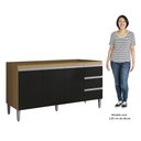 Ver imagem 6 de Balcão de Cozinha para Pia 160cm 3 Gavetas Andréia Amêndoa/preto - Ajl Móveis