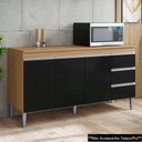 Ver imagem 3 de Balcão de Cozinha para Pia 160cm 3 Gavetas Andréia Amêndoa/preto - Ajl Móveis