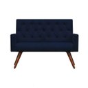 Ver imagem 2 de Kit Namoradeira + 2 Poltronas Decorativa Nina Capitonê Suede Azul Marinho - Dominic Decor