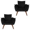 Ver imagem 1 de Kit 2 Poltronas Decorativa Opala Suede Preto - Dominic Decor