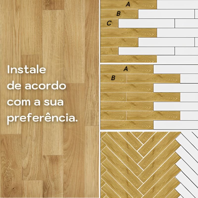 Piso Vinílico Auto Adesivo Régua Madeira Manta Caixa 5m² Amadeirado Brinovar - 6