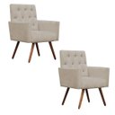 Ver imagem 1 de Kit 2 Poltronas Decorativa Nina Capitonê Suede Bege - Dominic Decor