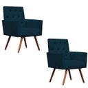 Ver imagem 1 de Kit 2 Poltronas Decorativa Nina Capitonê Suede Azul Royal - Dominic Decor